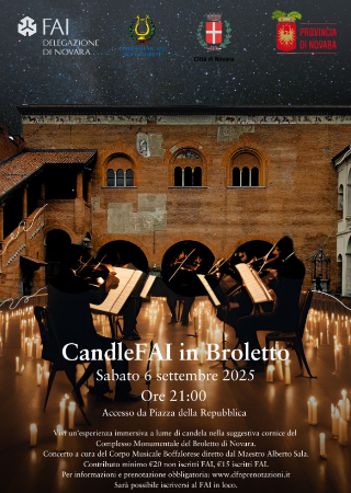Novara - Il 6 settembre “CandleFAI in Broletto” a lume di candela